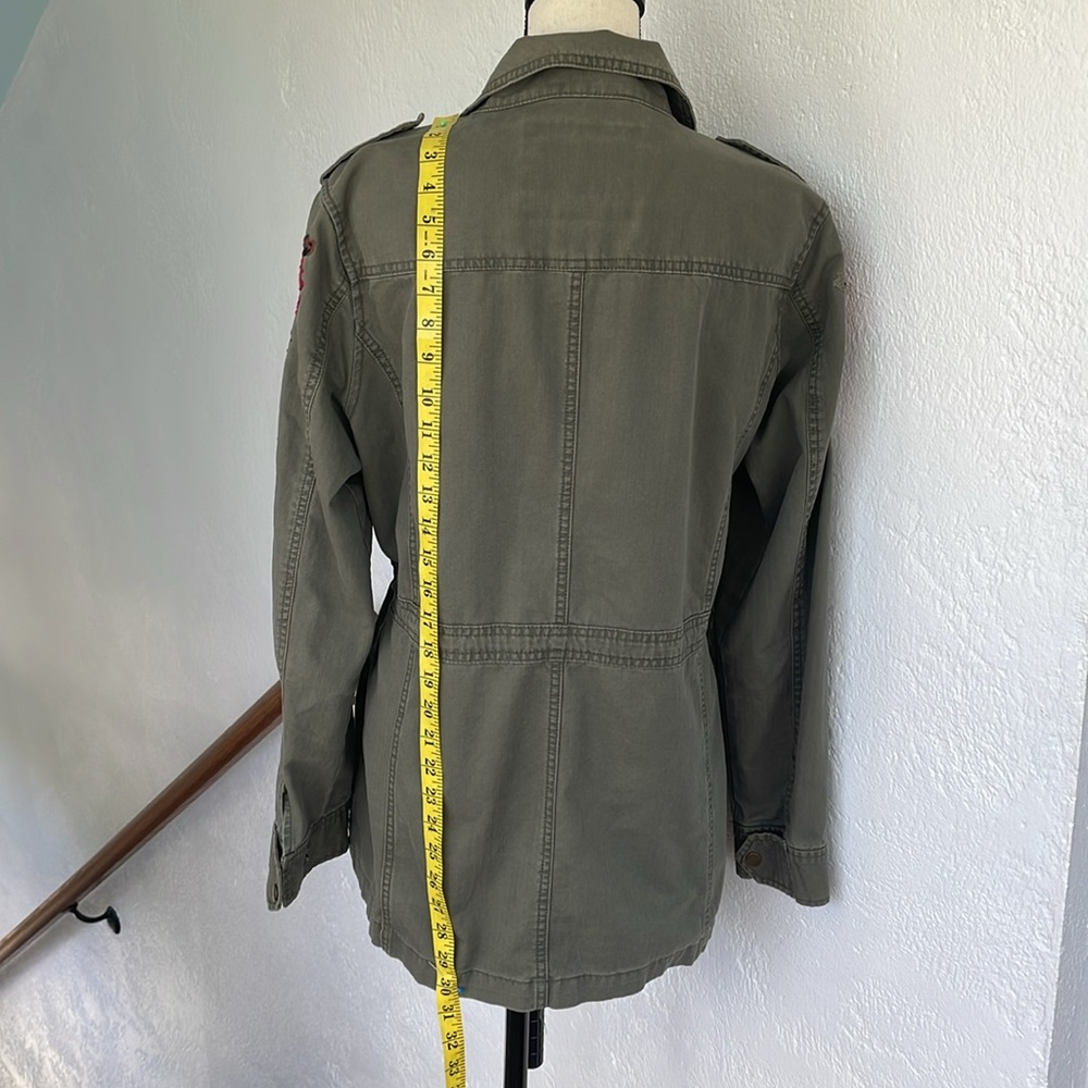A new day Olive Green & Floral Embroidery Sleeve Cotton Jacket Sz Large - Picture 5 of 9